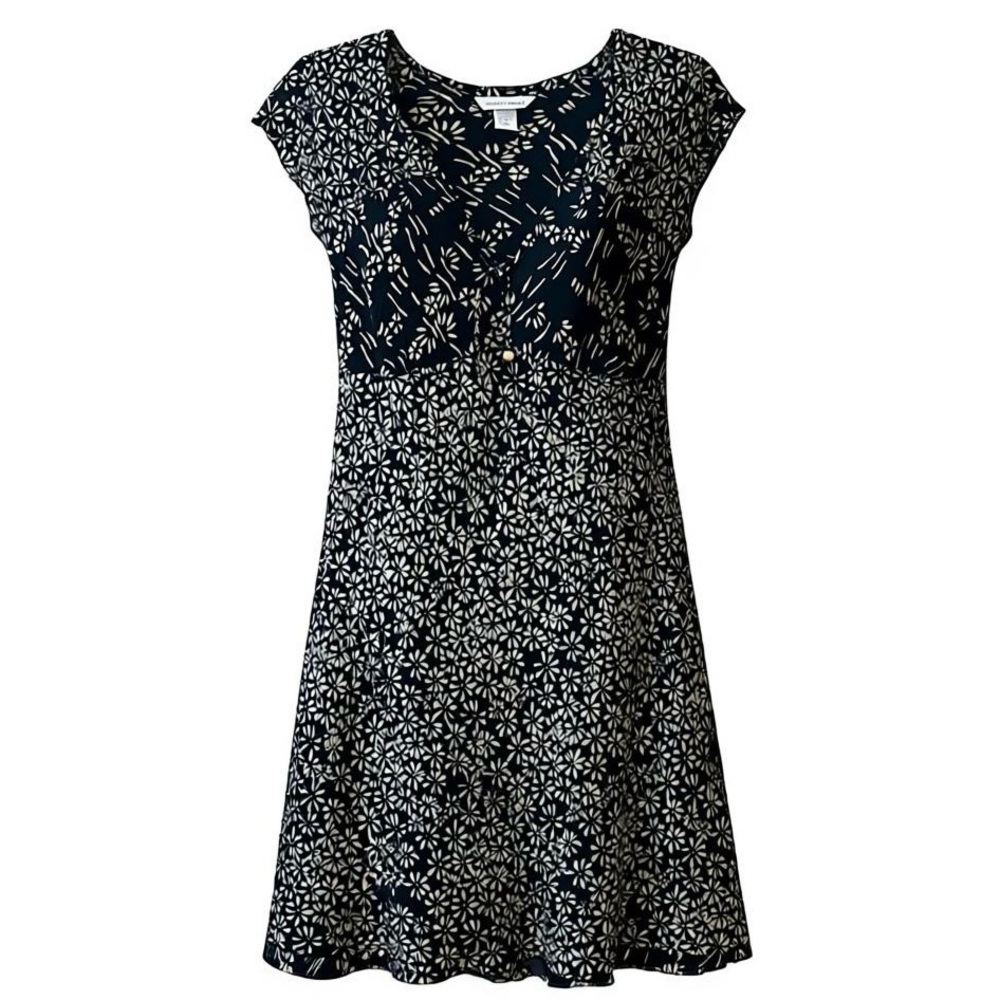 Nomadic Traders Womens Black & Beige Floral Cap Sleeve Dress XL Rayon